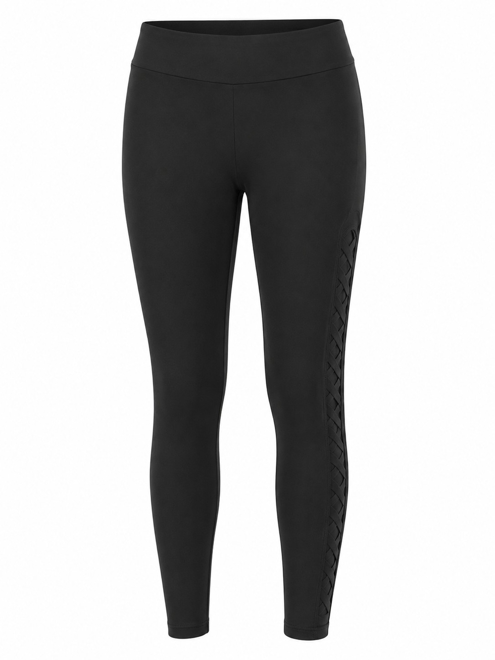 Sheila Rose Black Leggings L Criss Cross Side Detail Stretch Athleisure Yoga